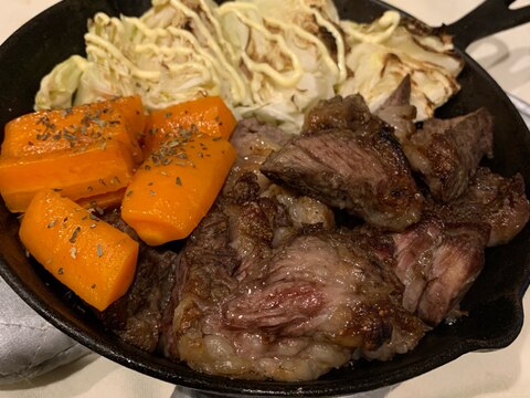 【アラサーおつまみ】キャンプ飯風ステーキ